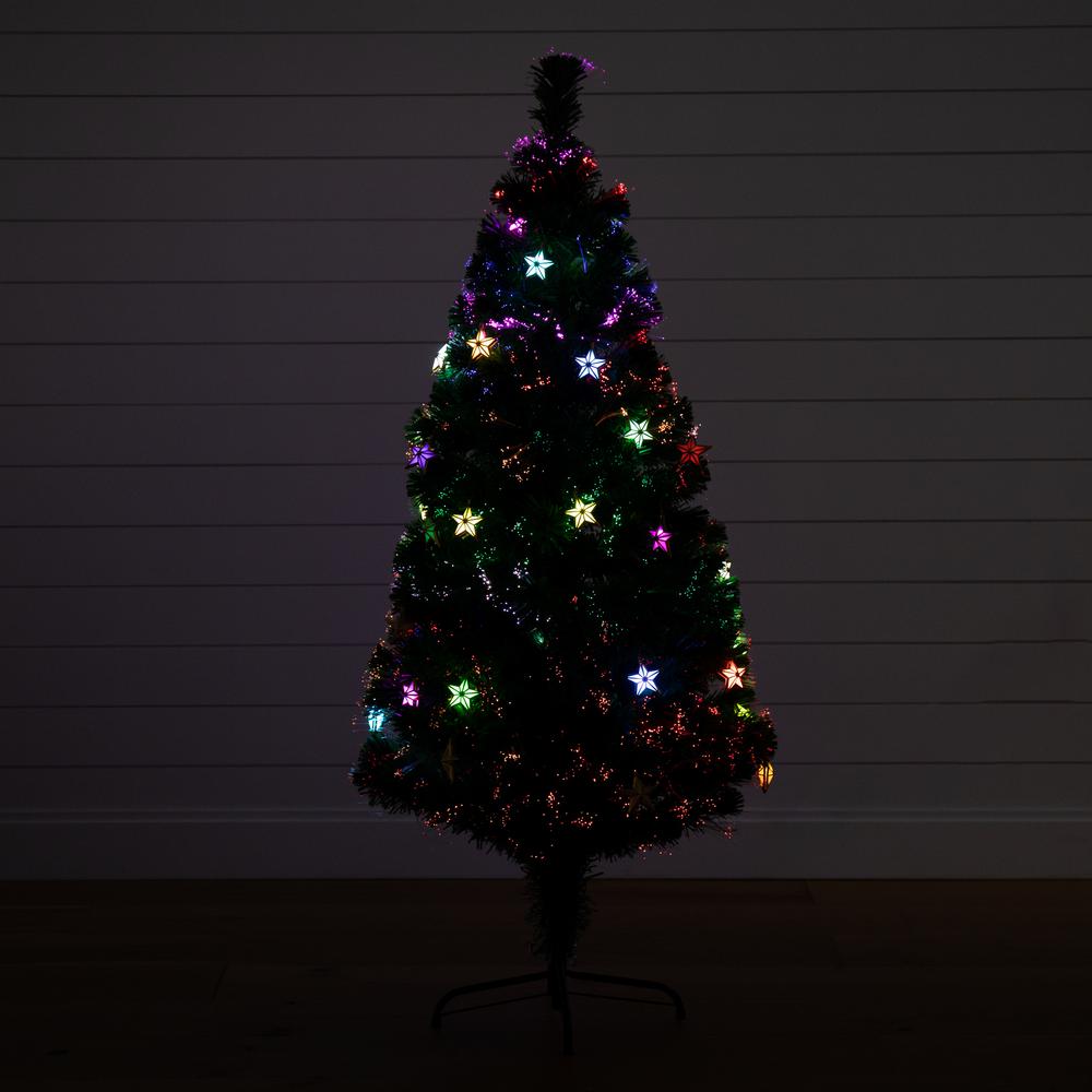 Fiber Optic Artificial Christmas Tree with 60 Colorful Star-Shaped LED Lights. Picture 3