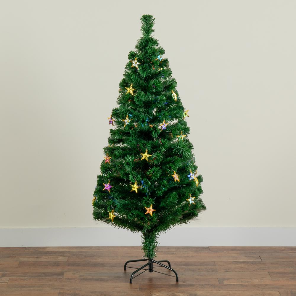 Fiber Optic Artificial Christmas Tree with 60 Colorful Star-Shaped LED Lights. Picture 9