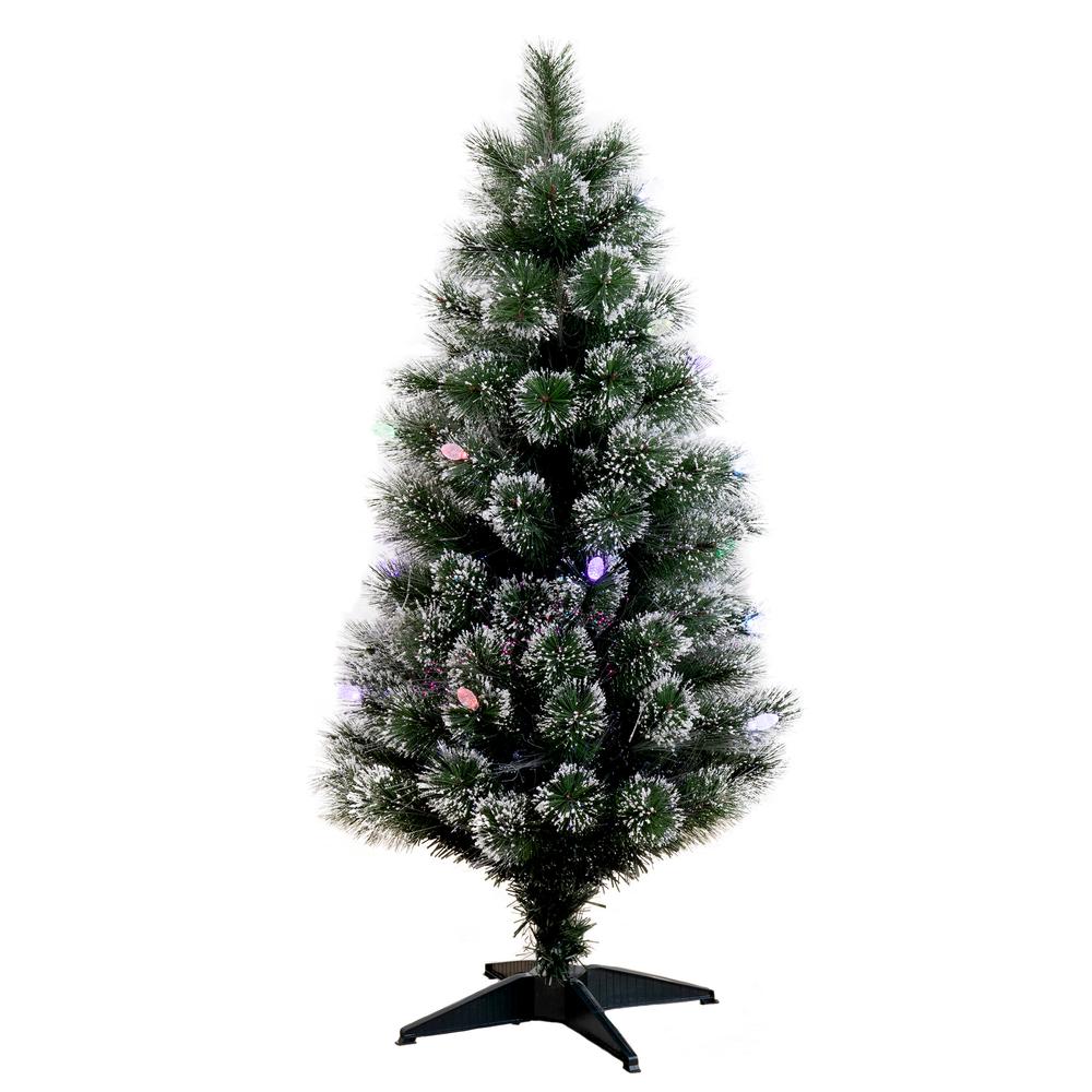 Snowy Pre-Lit Fiber Optic Artificial Christmas Tree with 40 Colorful LED Lights. Picture 1