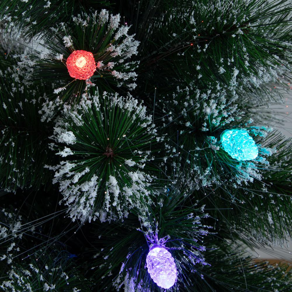 Snowy Pre-Lit Fiber Optic Artificial Christmas Tree with 40 Colorful LED Lights. Picture 3