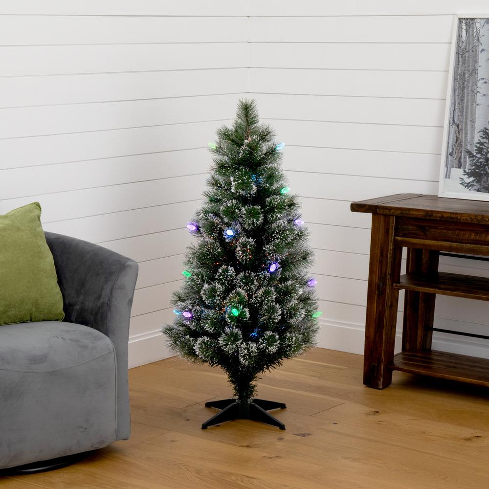 Snowy Pre-Lit Fiber Optic Artificial Christmas Tree with 40 Colorful LED Lights. Picture 6