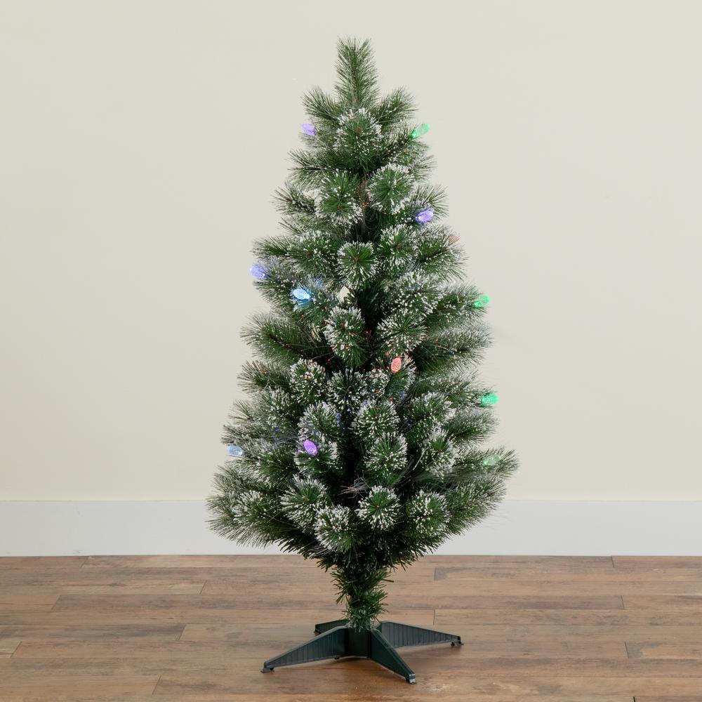 Snowy Pre-Lit Fiber Optic Artificial Christmas Tree with 40 Colorful LED Lights. Picture 7