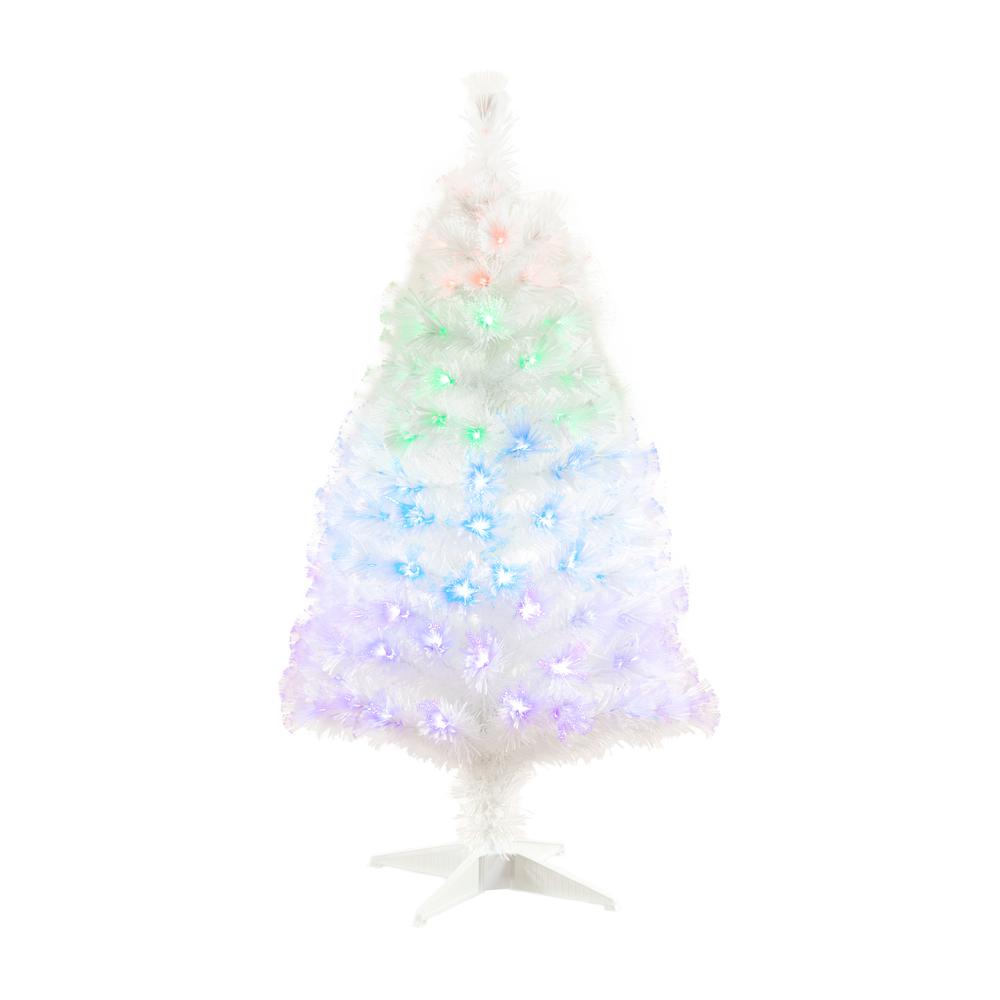 White Pre-Lit Fiber Optic Artificial Christmas Tree with 120 Colorful LED Lights. Picture 1
