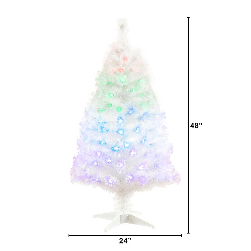 White Pre-Lit Fiber Optic Artificial Christmas Tree with 120 Colorful LED Lights. Picture 2