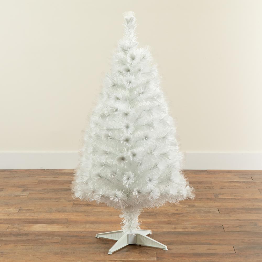 White Pre-Lit Fiber Optic Artificial Christmas Tree with 120 Colorful LED Lights. Picture 3