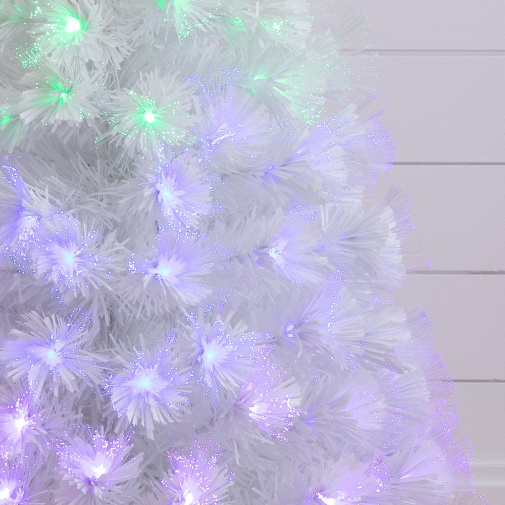 White Pre-Lit Fiber Optic Artificial Christmas Tree with 120 Colorful LED Lights. Picture 5