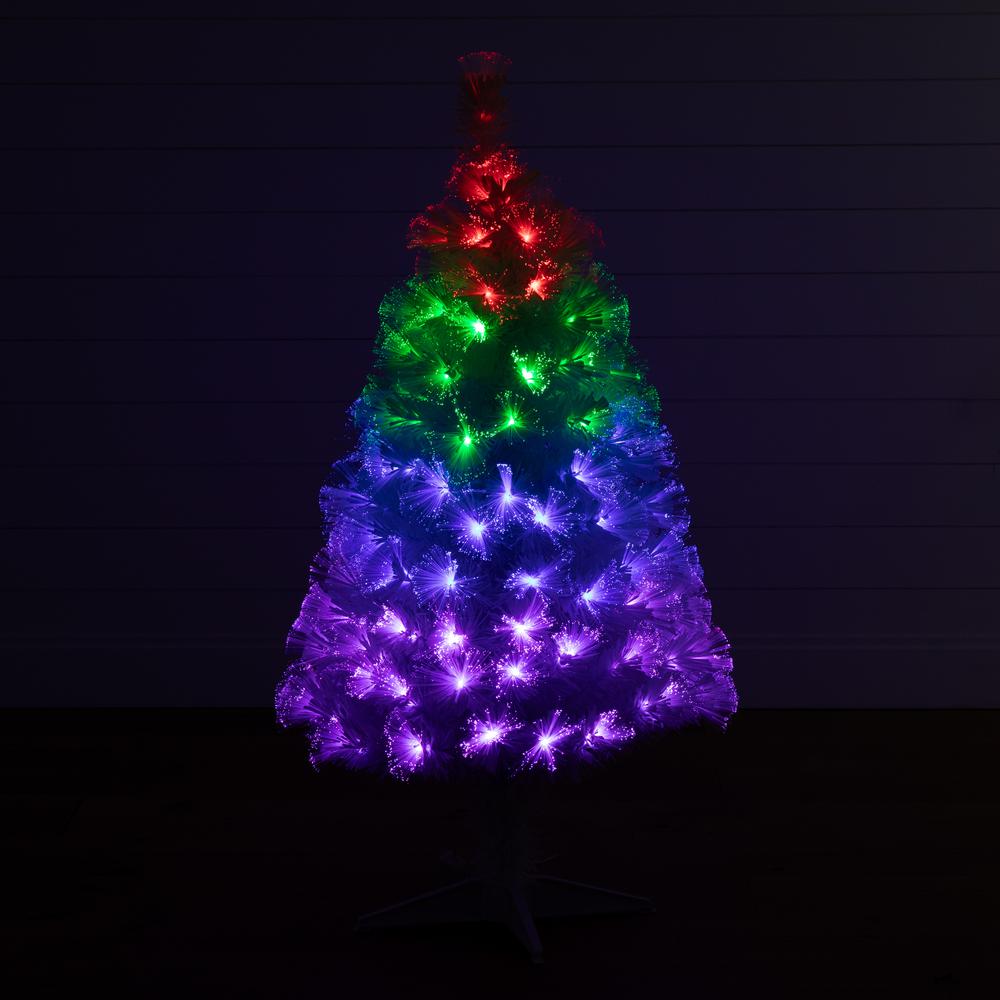 White Pre-Lit Fiber Optic Artificial Christmas Tree with 120 Colorful LED Lights. Picture 6