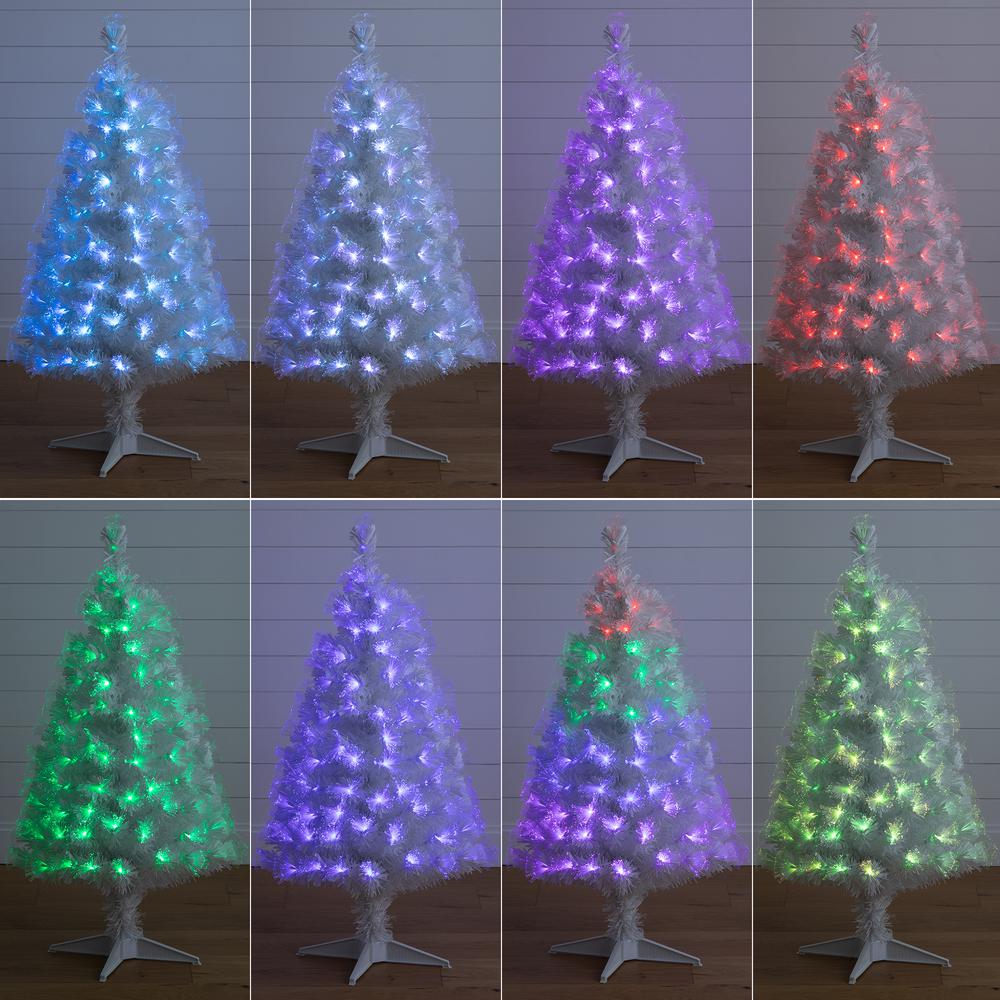 White Pre-Lit Fiber Optic Artificial Christmas Tree with 120 Colorful LED Lights. Picture 12
