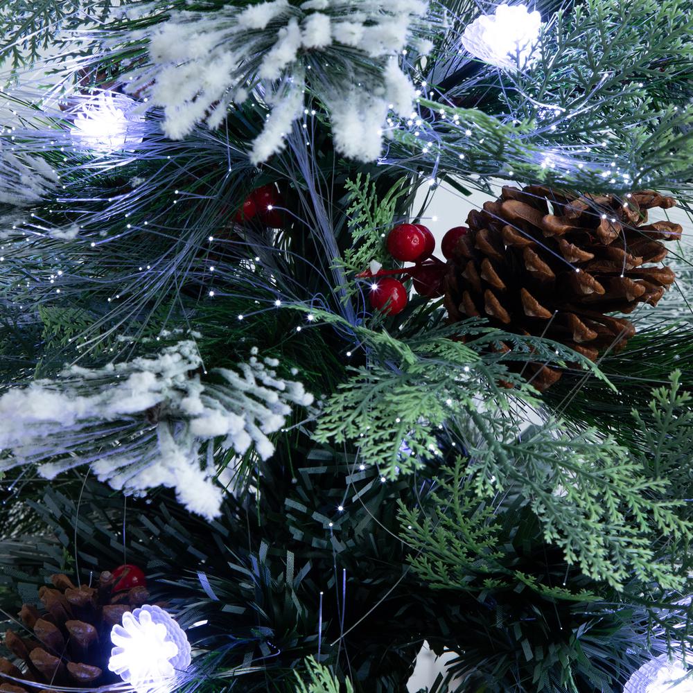 Flocked Pre-Lit Fiber Optic Artificial Pinecone and Berries Christmas Tree. Picture 3