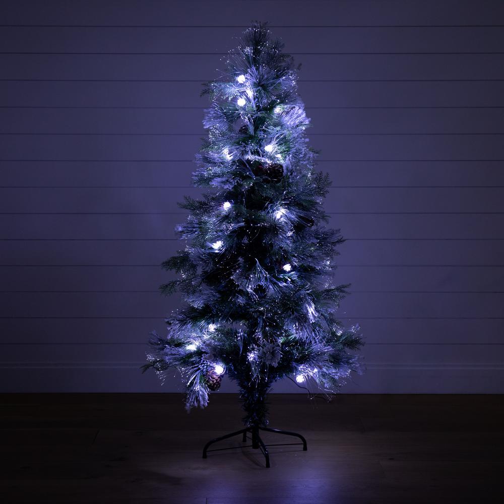 Flocked Pre-Lit Fiber Optic Artificial Pinecone and Berries Christmas Tree. Picture 4