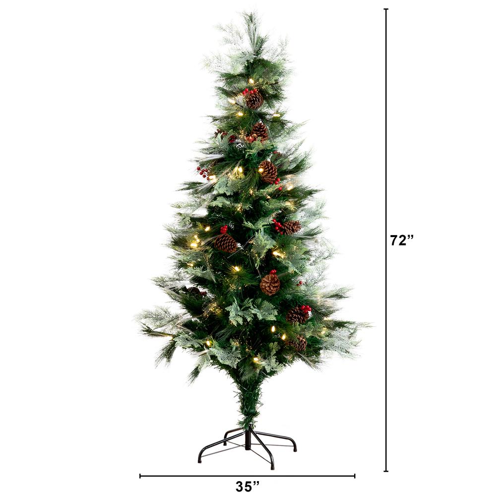 Pre-Lit Fiber Optic Artificial Pinecone and Berries Christmas Tree. Picture 2