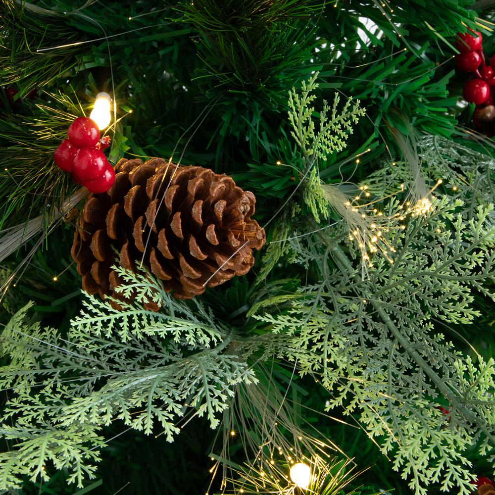 Pre-Lit Fiber Optic Artificial Pinecone and Berries Christmas Tree. Picture 4