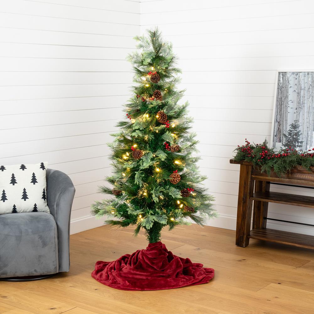 Pre-Lit Fiber Optic Artificial Pinecone and Berries Christmas Tree. Picture 8