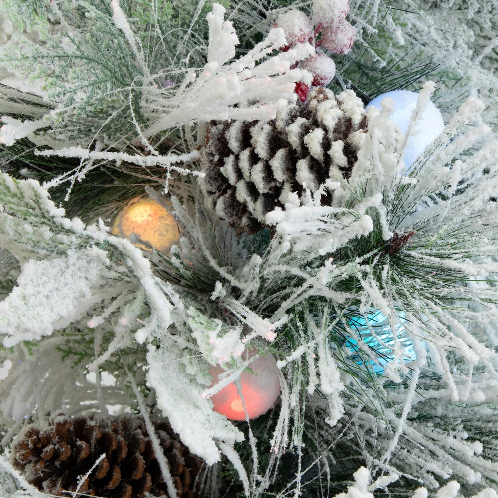 Flocked Pre-Lit Fiber Optic Artificial Pinecone and Berries Christmas Tree. Picture 3