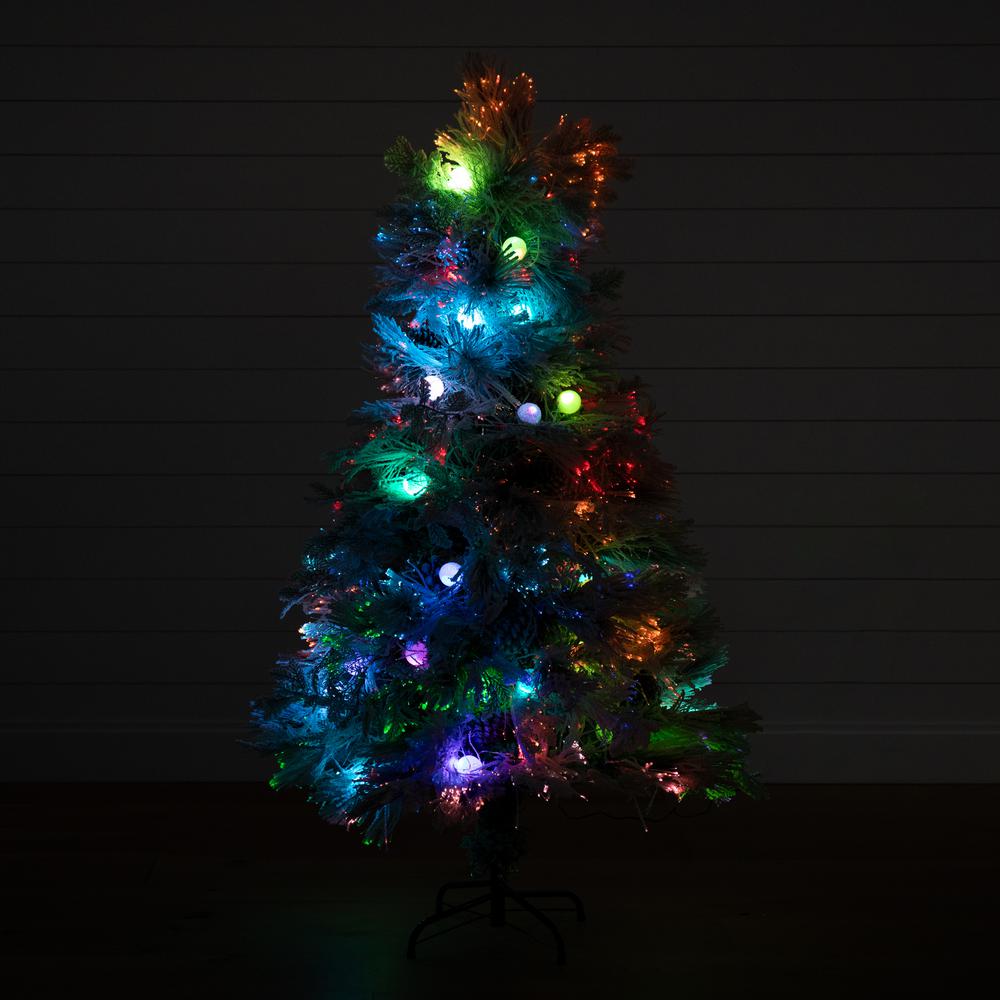 Flocked Pre-Lit Fiber Optic Artificial Pinecone and Berries Christmas Tree. Picture 4