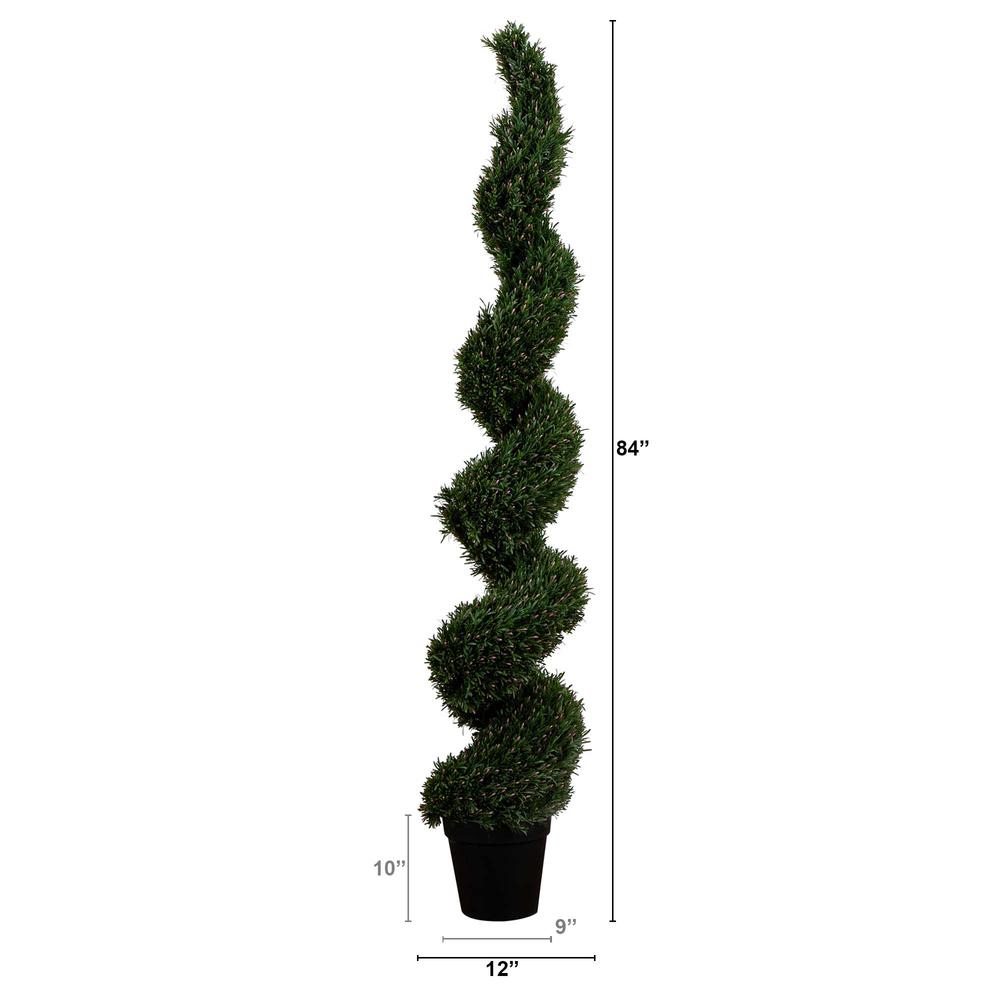 7ft. UV Resistant Artificial Rosemary Spiral Topiary Tree (Indoor/Outdoor). Picture 1