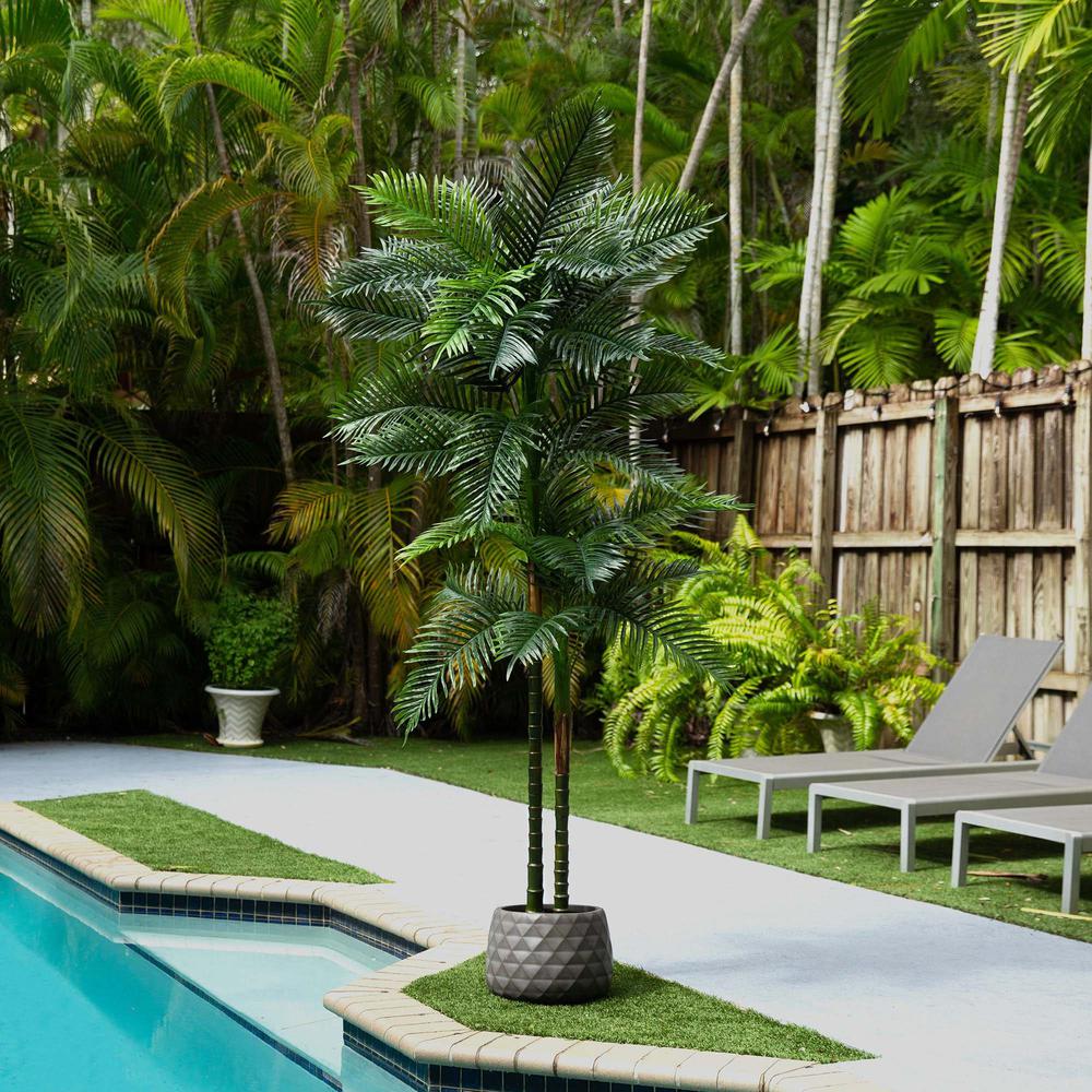 8ft. UV Resistant Artificial Double Robellini Palm Tree (Indoor/Outdoor). Picture 7
