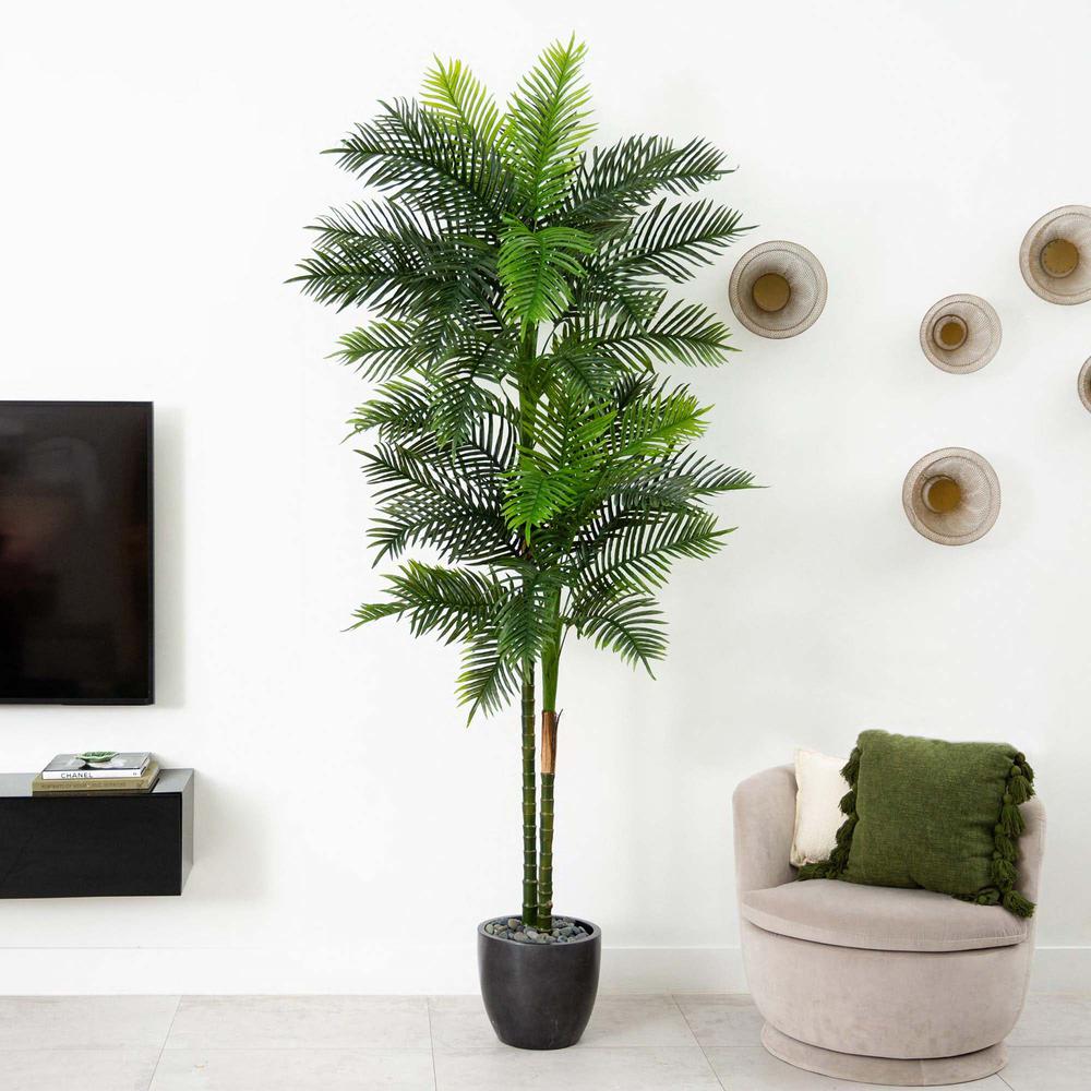 9ft. UV Resistant Artificial Double Robellini Palm Tree (Indoor/Outdoor). Picture 8