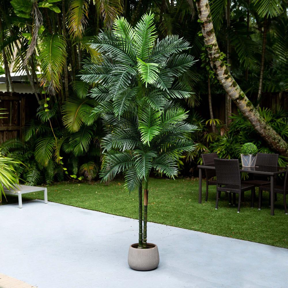 9ft. UV Resistant Artificial Double Robellini Palm Tree (Indoor/Outdoor). Picture 6