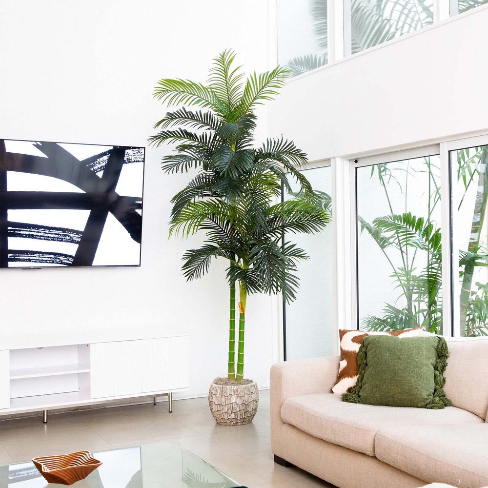 9ft. Artificial Double Golden Cane Palm Tree. Picture 7