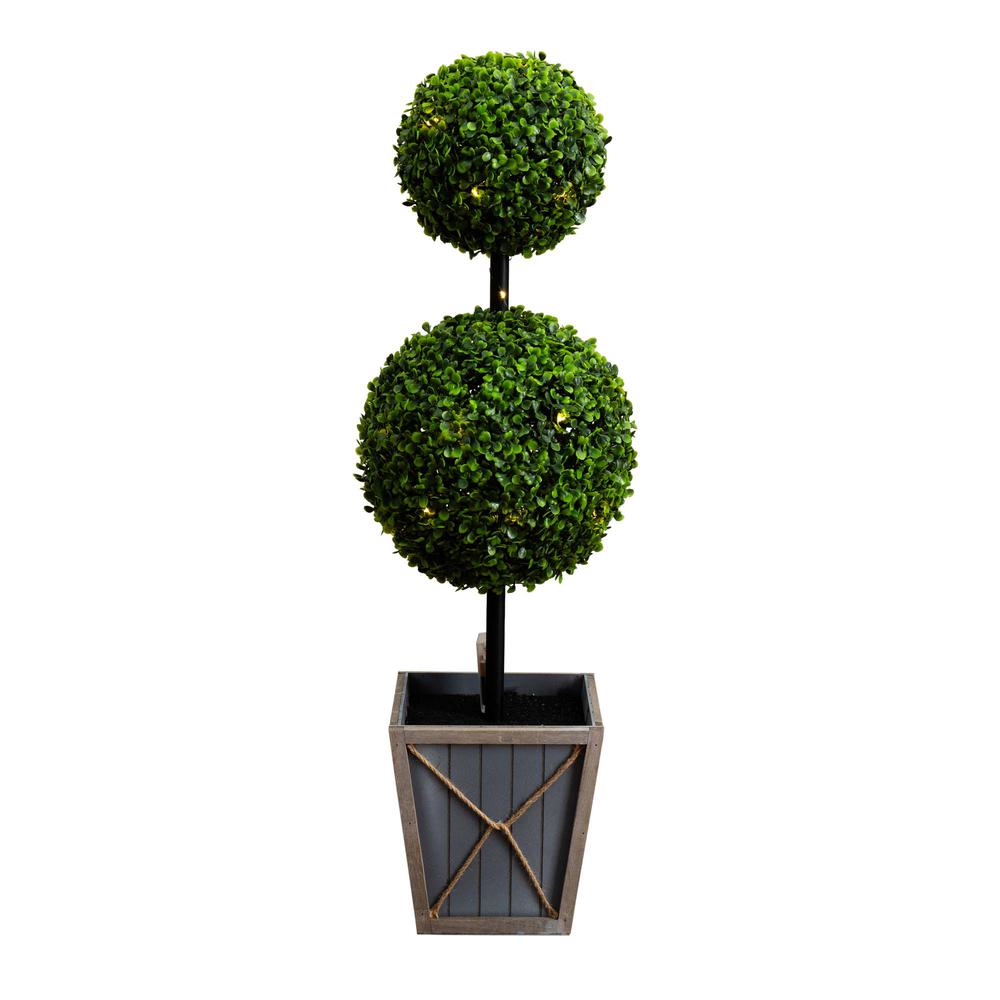 Ball Boxwood Topiary with LED Lights in Decorative Planter (Indoor/Outdoor). Picture 10