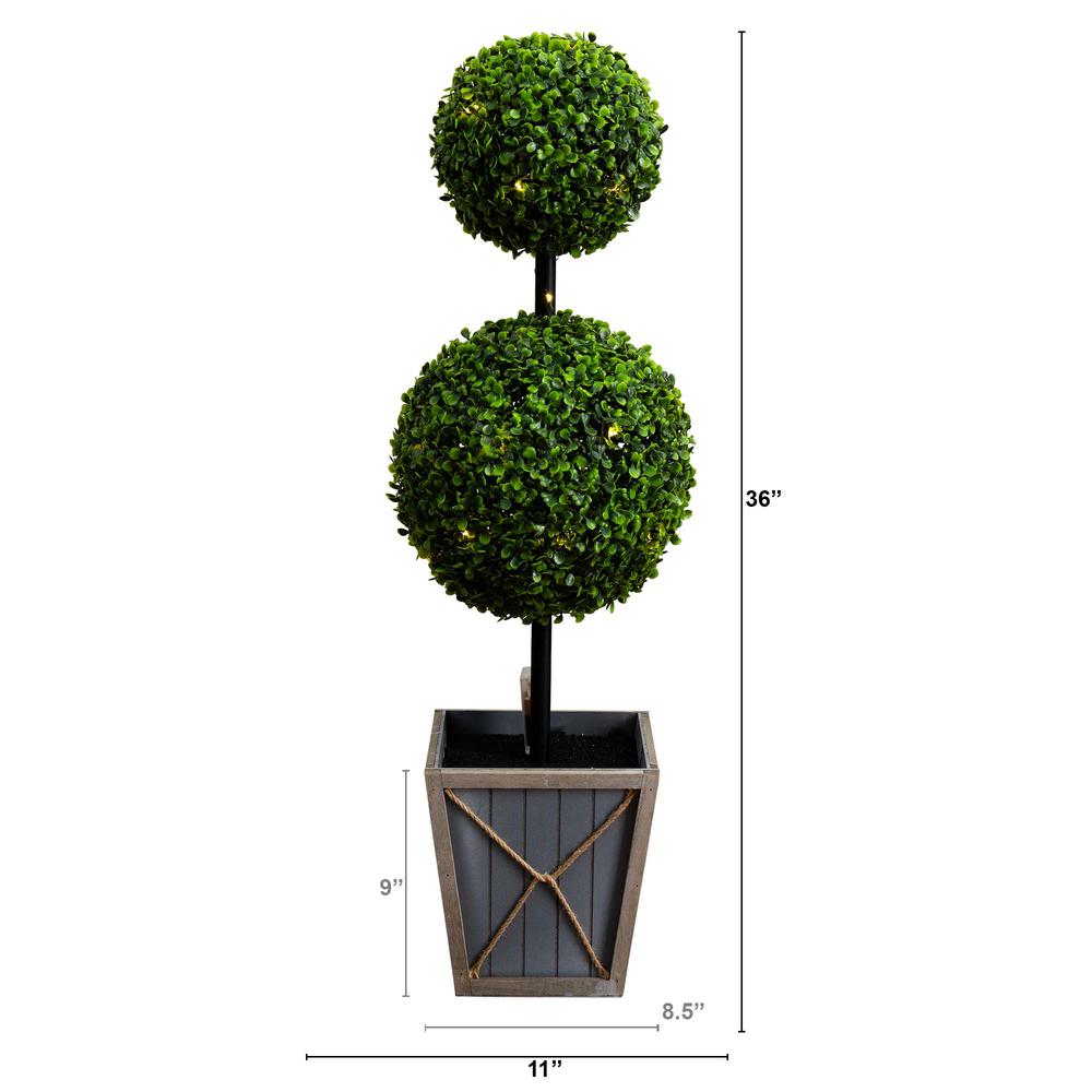 Ball Boxwood Topiary with LED Lights in Decorative Planter (Indoor/Outdoor). Picture 1