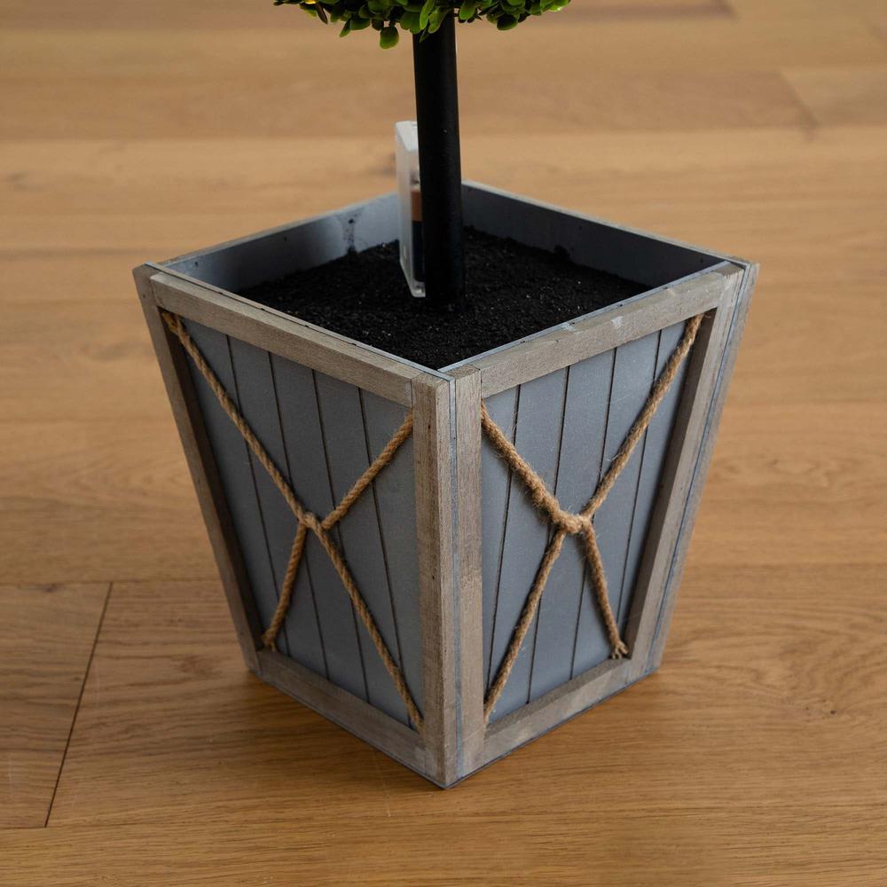 Ball Boxwood Topiary with LED Lights in Decorative Planter (Indoor/Outdoor). Picture 4
