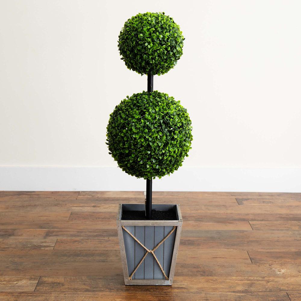 Ball Boxwood Topiary with LED Lights in Decorative Planter (Indoor/Outdoor). Picture 8