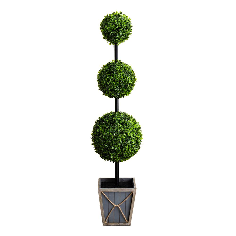 Ball Boxwood Topiary with LED Lights in Decorative Planter (Indoor/Outdoor). Picture 2
