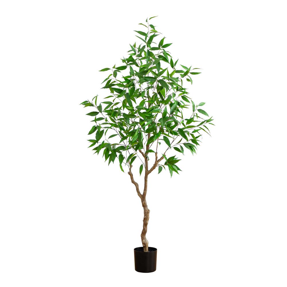 7ft. Artificial Long Leaf Greco Eucalyptus Tree with Real Touch Leaves. Picture 8