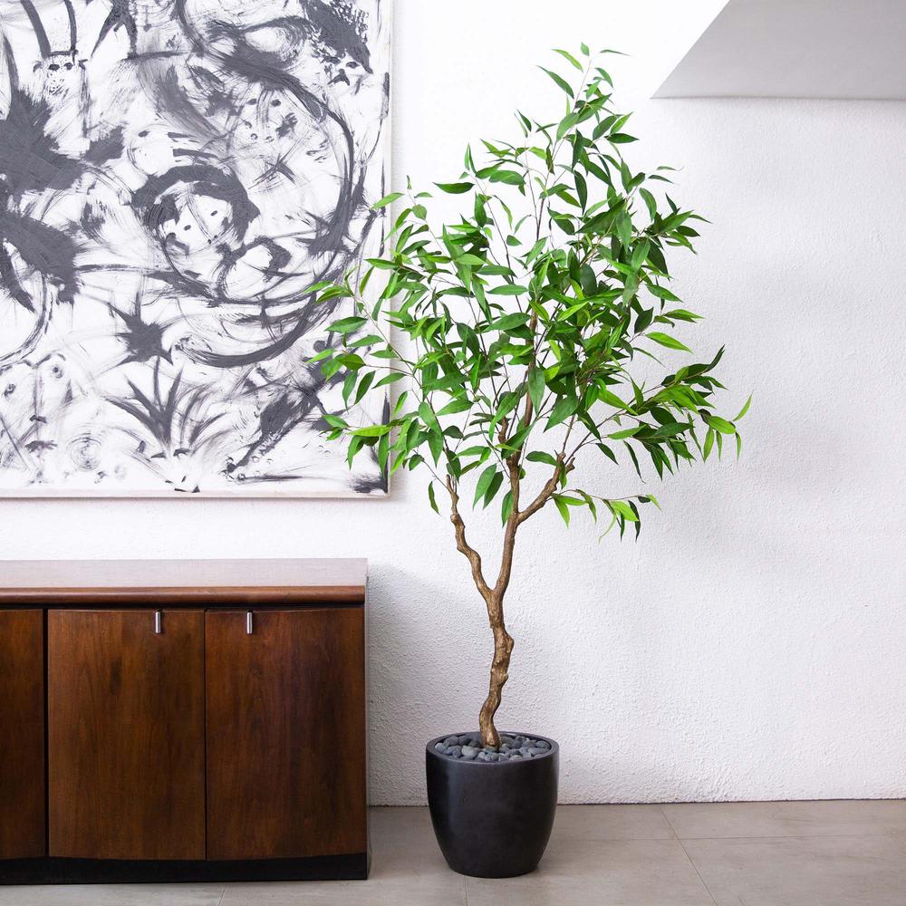 7ft. Artificial Long Leaf Greco Eucalyptus Tree with Real Touch Leaves. Picture 7