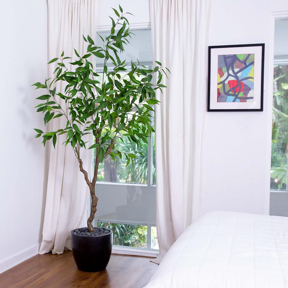 7ft. Artificial Long Leaf Greco Eucalyptus Tree with Real Touch Leaves. Picture 5