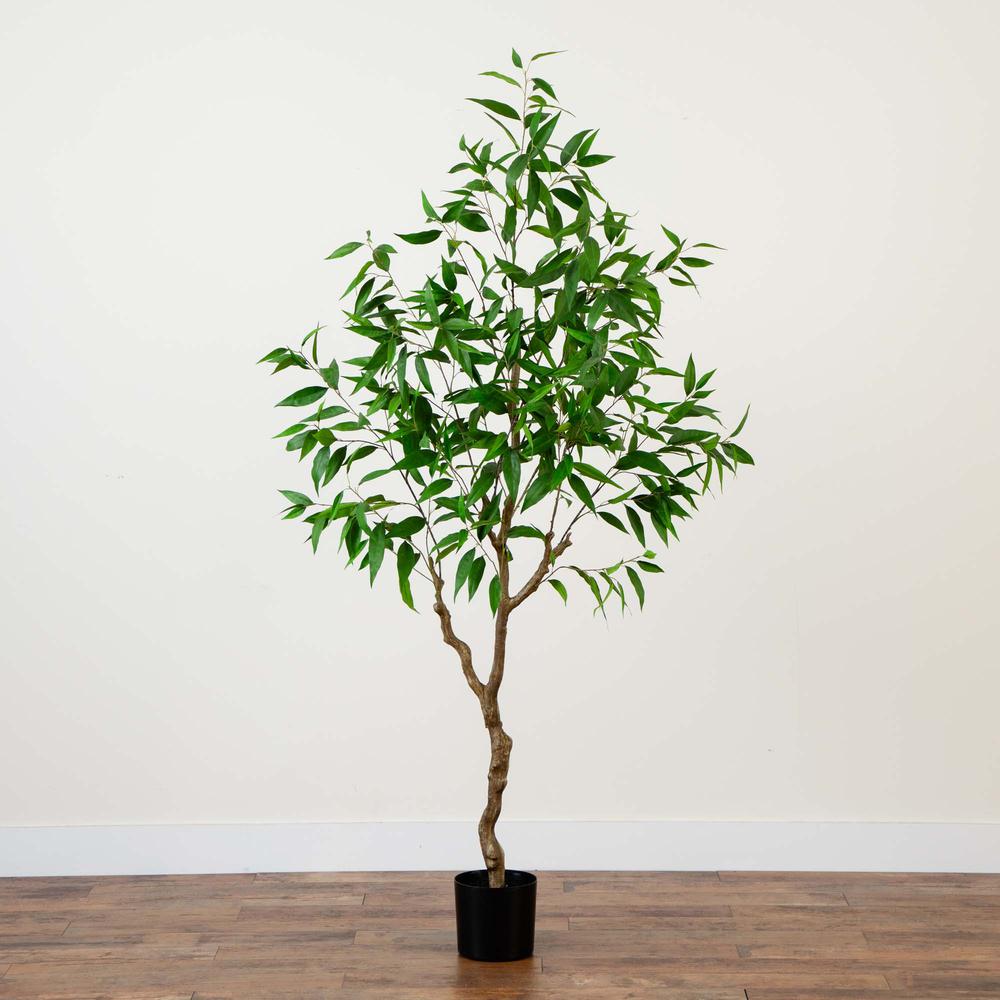 7ft. Artificial Long Leaf Greco Eucalyptus Tree with Real Touch Leaves. Picture 6