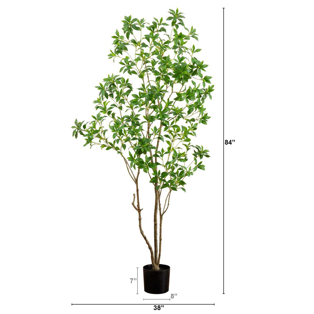 7ft. Artificial Minimalist Japanese Pieris Tree with Real Touch Leaves. Picture 1