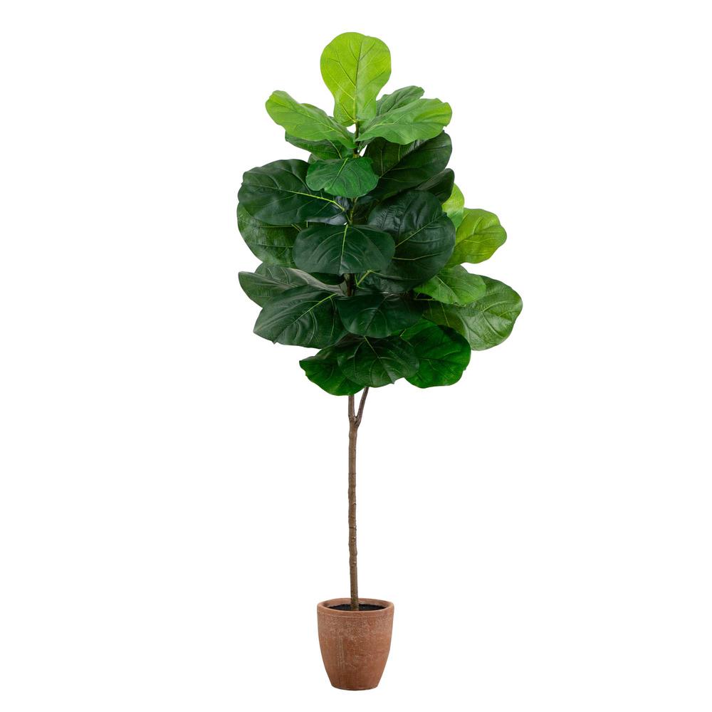 Giant Leaf Fiddle Leaf Fig Tree in Decorative Planter with Real Touch Leaves. Picture 7