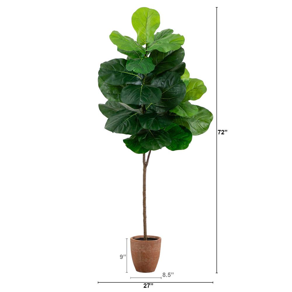 Giant Leaf Fiddle Leaf Fig Tree in Decorative Planter with Real Touch Leaves. Picture 1