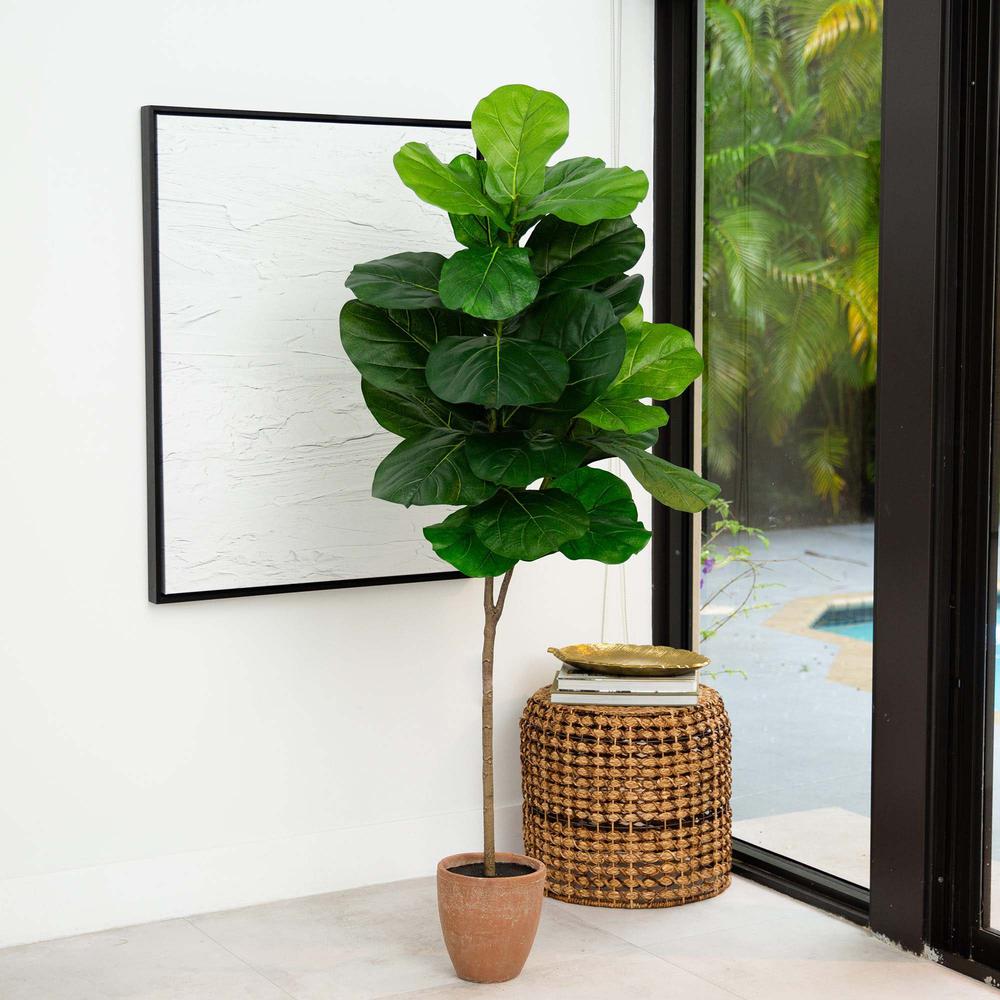Giant Leaf Fiddle Leaf Fig Tree in Decorative Planter with Real Touch Leaves. Picture 6
