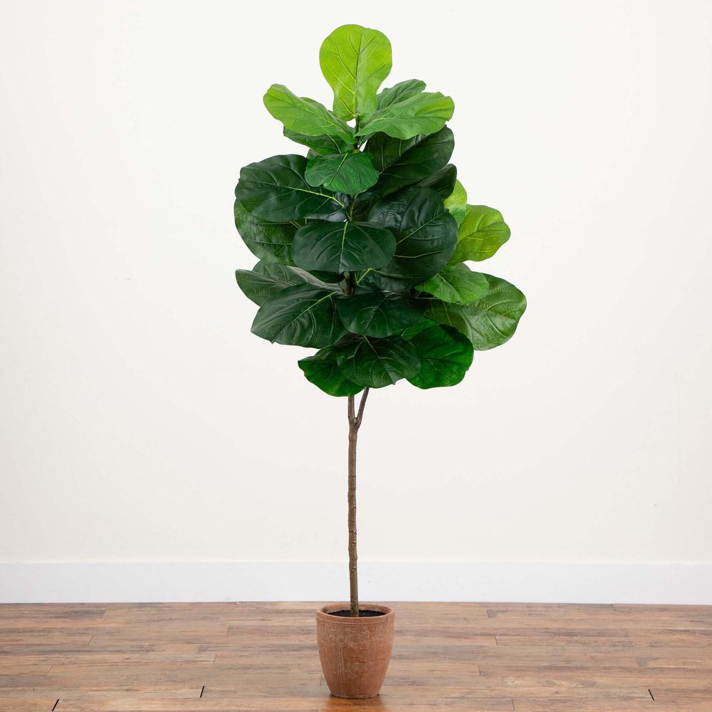 Giant Leaf Fiddle Leaf Fig Tree in Decorative Planter with Real Touch Leaves. Picture 5