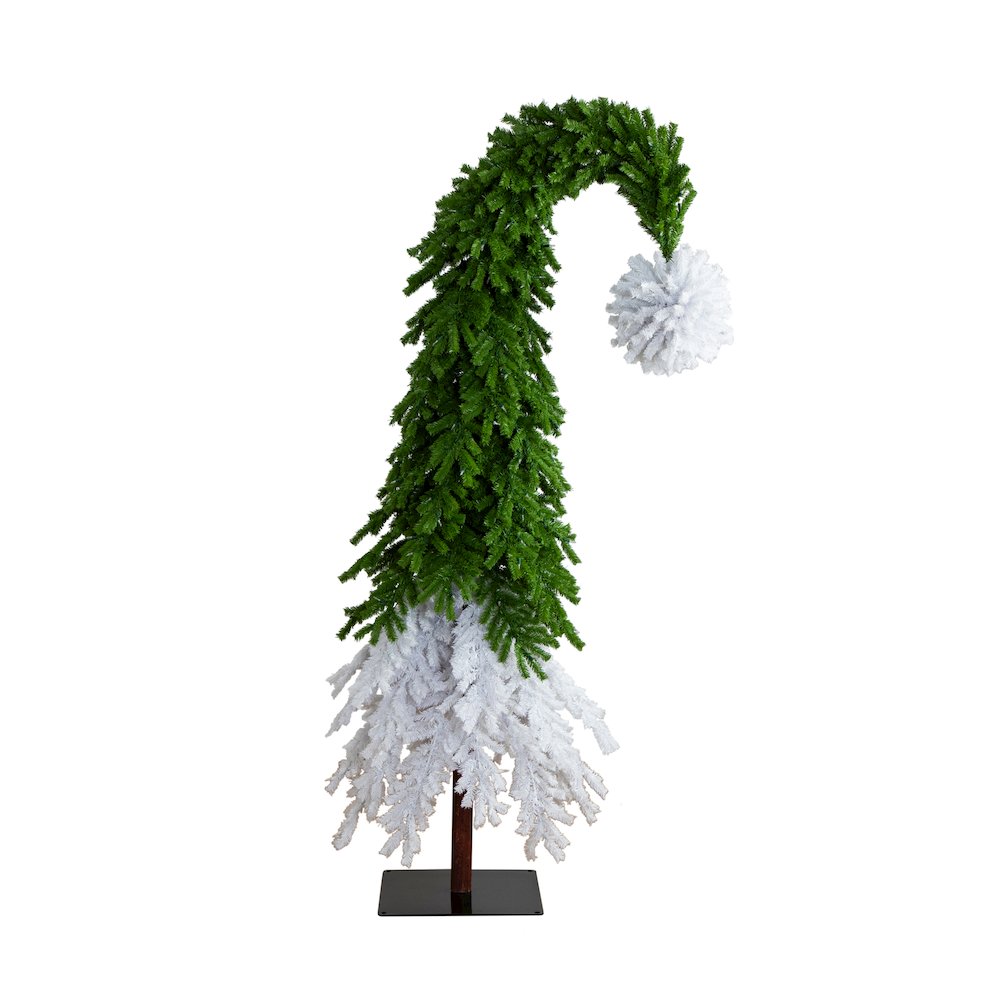 9ft. Holiday Green & White Santa’s Hat Christmas Tree with 600 LED Lights. Picture 7