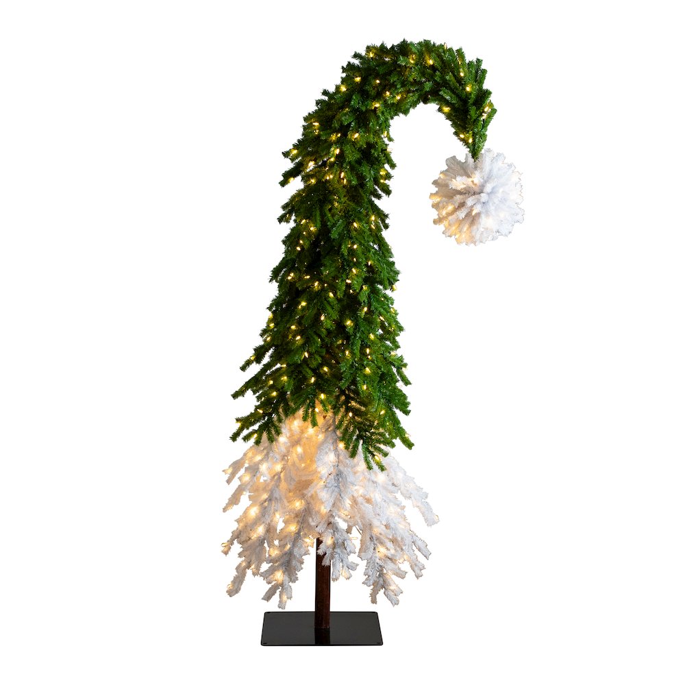 9ft. Holiday Green & White Santa’s Hat Christmas Tree with 600 LED Lights. Picture 2