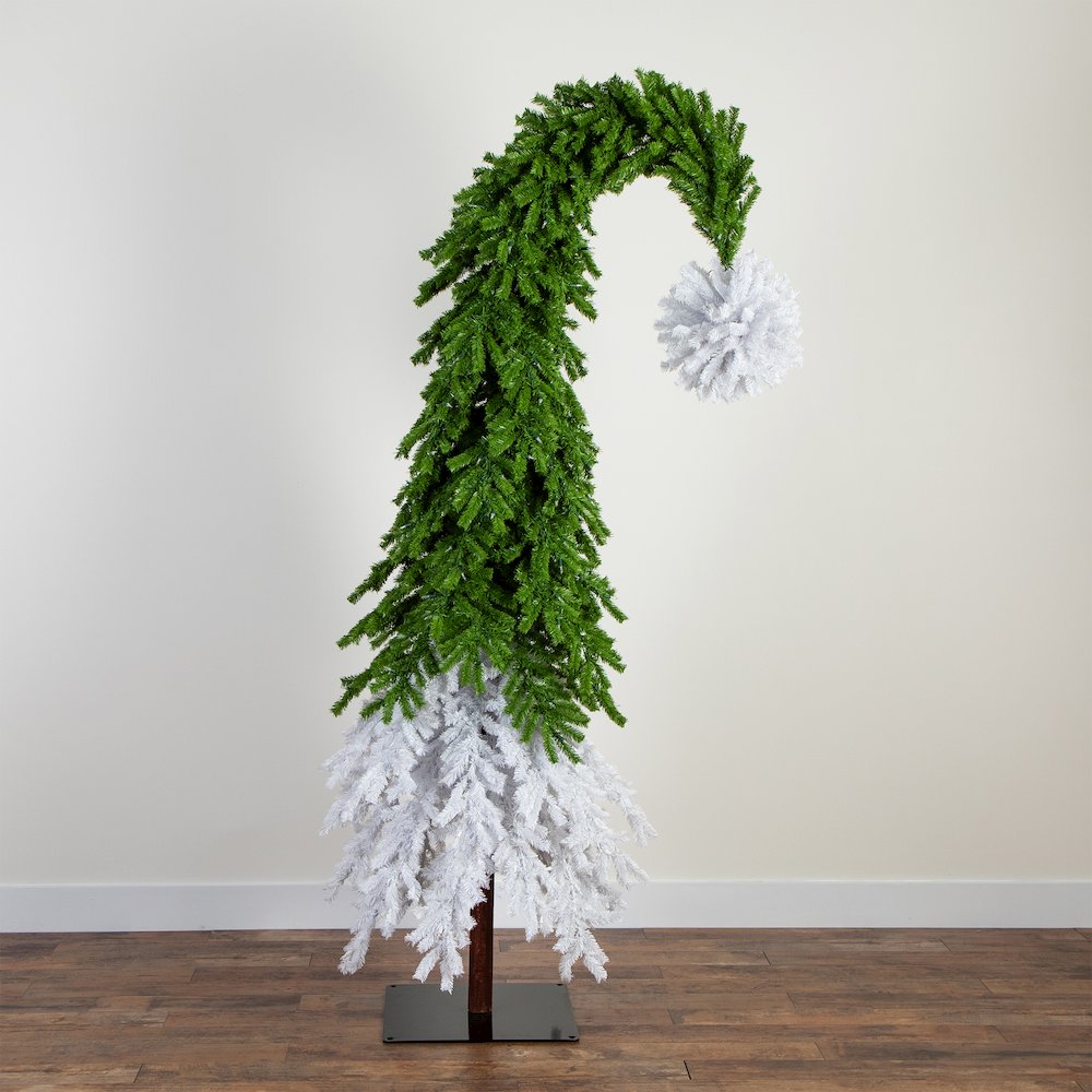 9ft. Holiday Green & White Santa’s Hat Christmas Tree with 600 LED Lights. Picture 4