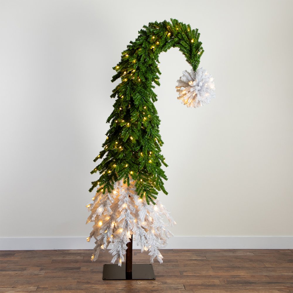 9ft. Holiday Green & White Santa’s Hat Christmas Tree with 600 LED Lights. Picture 5