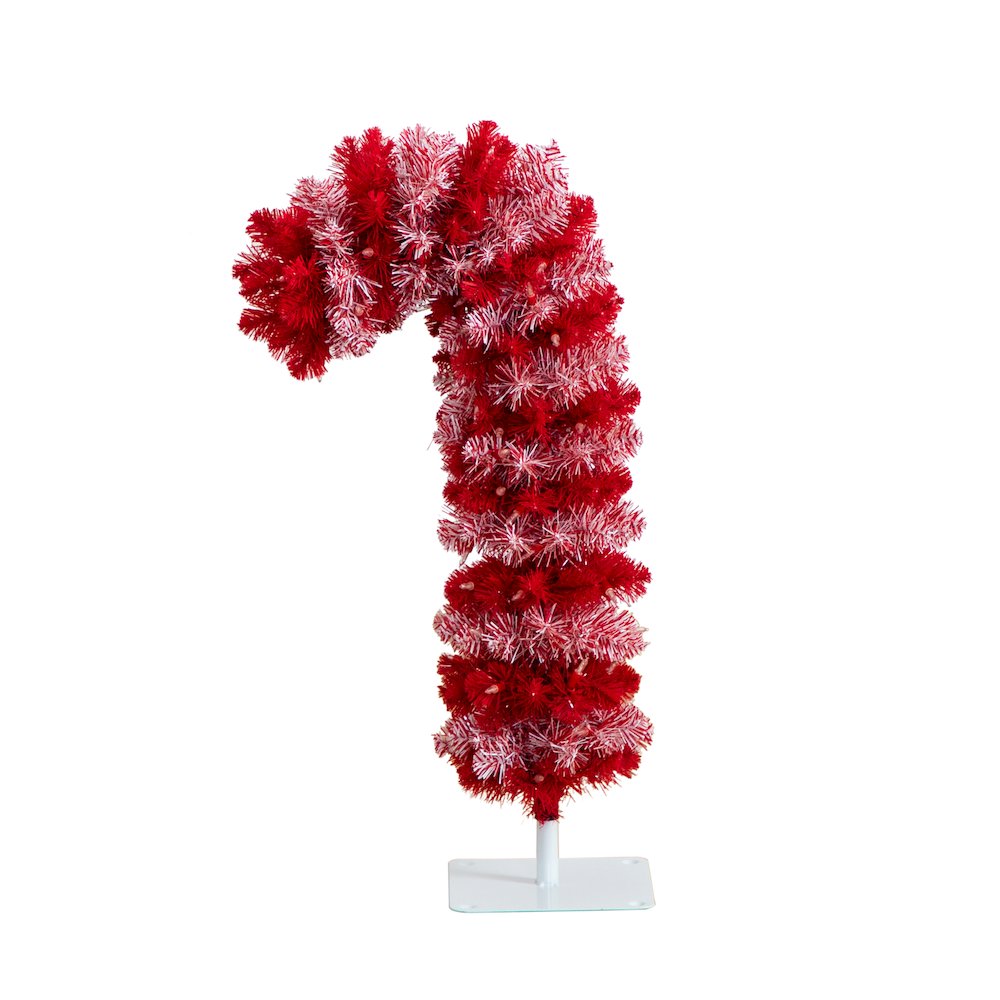 30in. Pre-Lit Artificial Candy Cane Christmas Tree with 100 Micro LED Lights. Picture 1