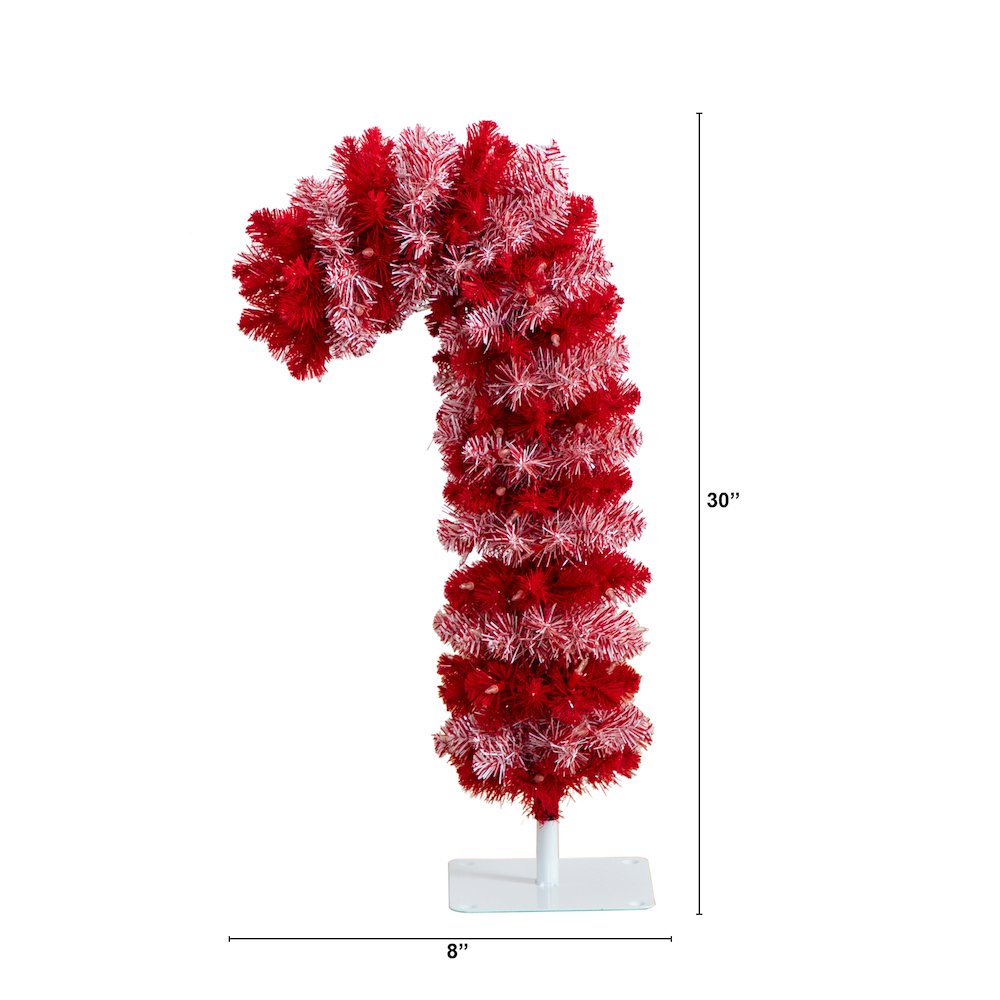 30in. Pre-Lit Artificial Candy Cane Christmas Tree with 100 Micro LED Lights. Picture 7