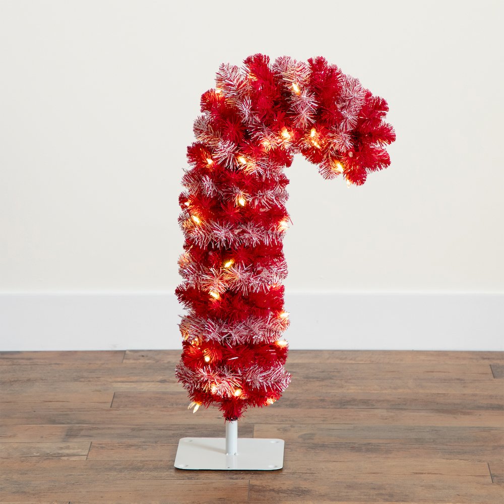 30in. Pre-Lit Artificial Candy Cane Christmas Tree with 100 Micro LED Lights. Picture 6