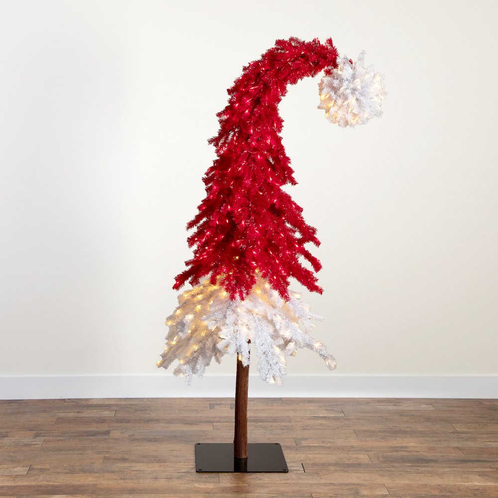 7ft. Holiday Red Santa’s Hat Christmas Tree with 500 LED Lights. Picture 8