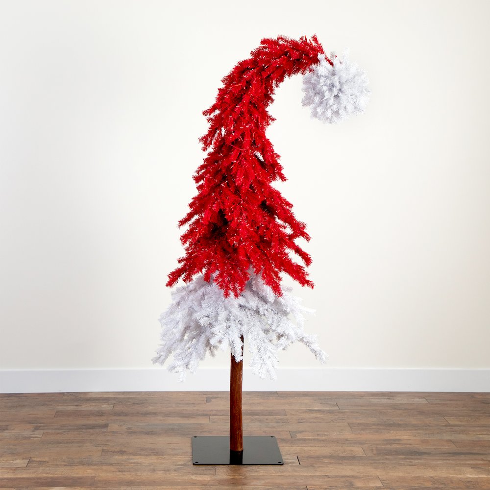 7ft. Holiday Red Santa’s Hat Christmas Tree with 500 LED Lights. Picture 9