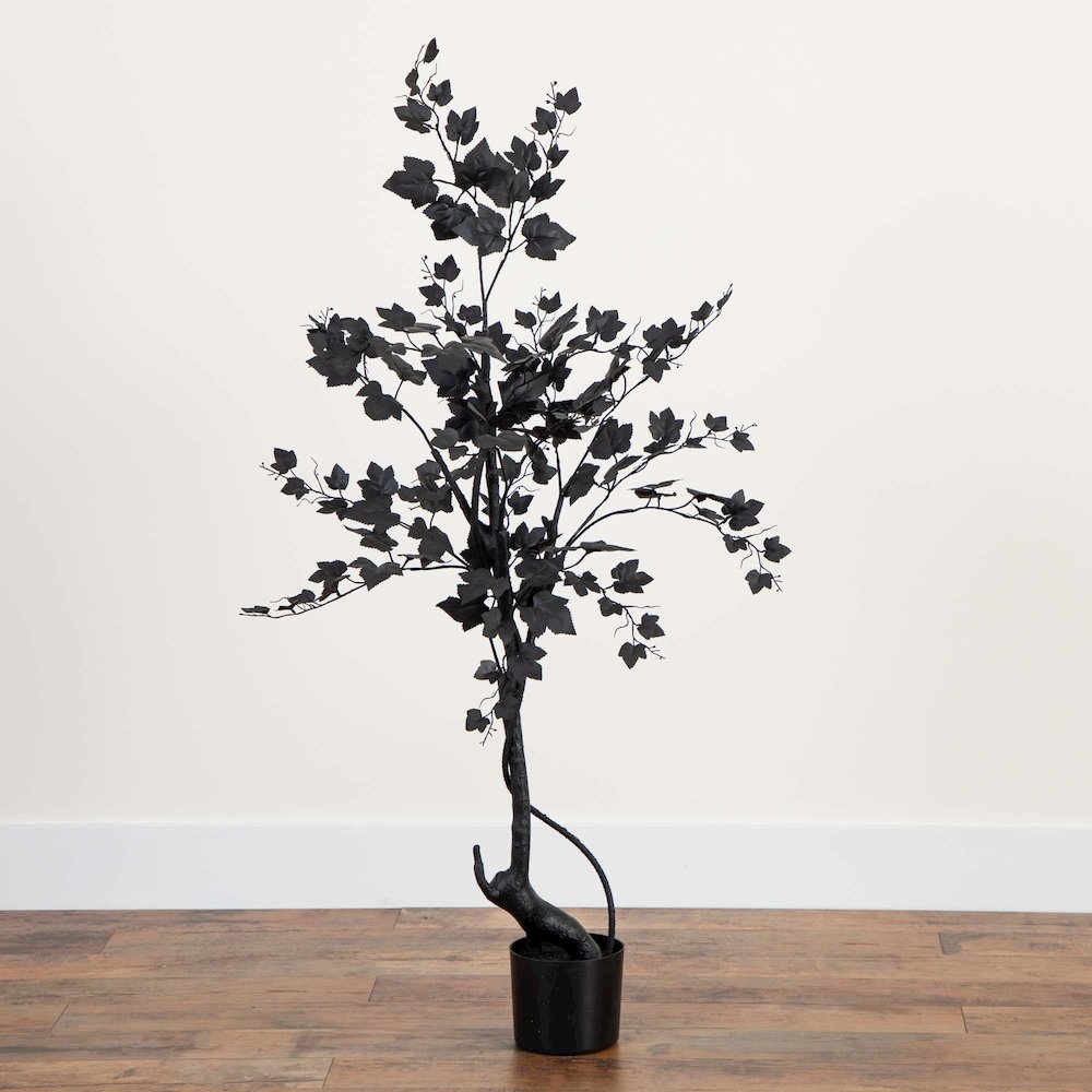 4ft. Halloween Black Maple Artificial Fall Tree. Picture 2