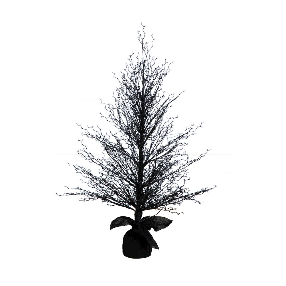 4ft. Pre-Lit Halloween Black Twig Artificial Fall Tree in Burlap Planter. Picture 8