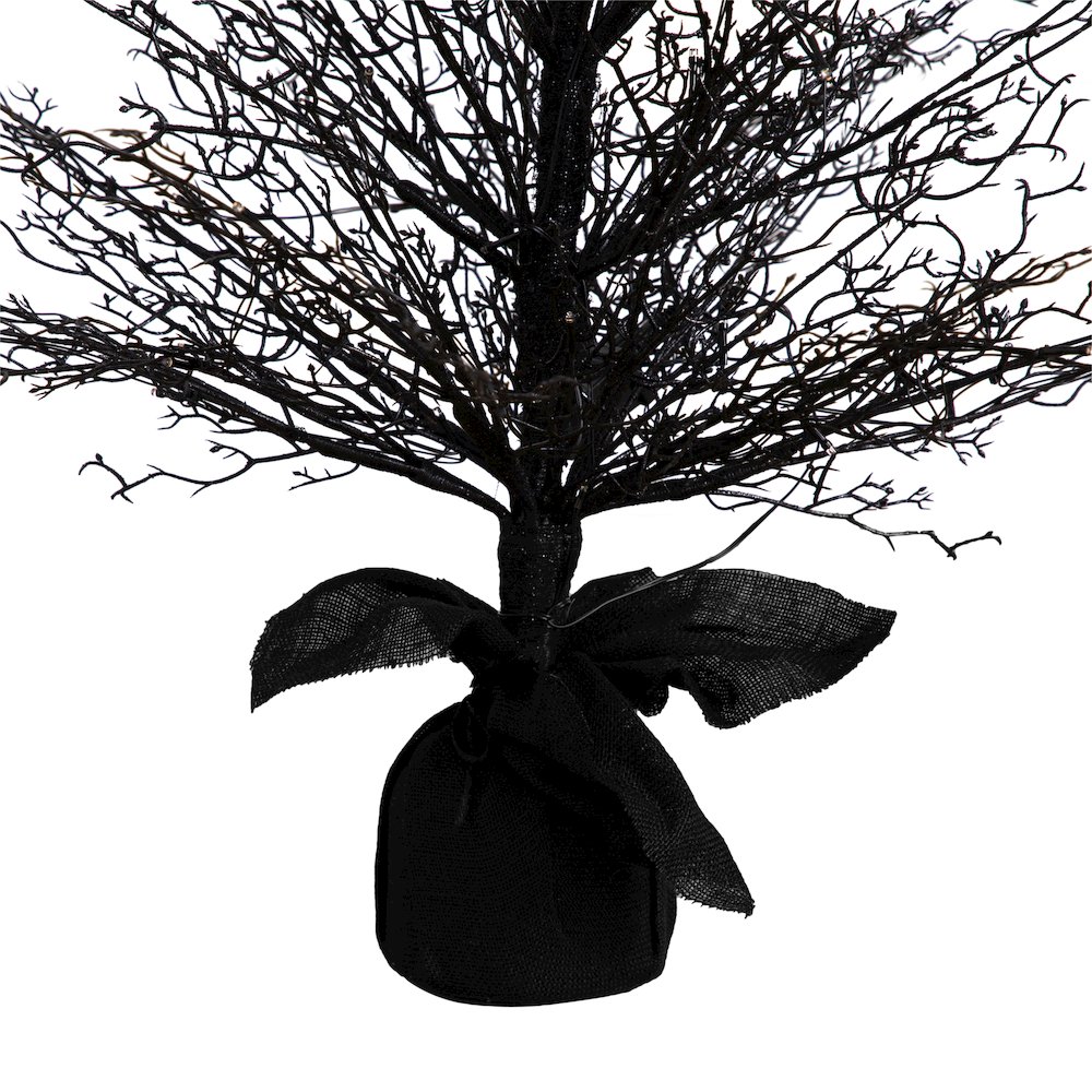 4ft. Pre-Lit Halloween Black Twig Artificial Fall Tree in Burlap Planter. Picture 9